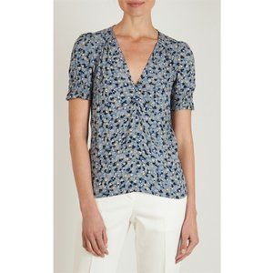 Sessun Fideler Top In Antique Blue Floral
